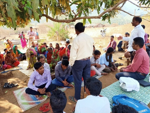 Open air meeting with church